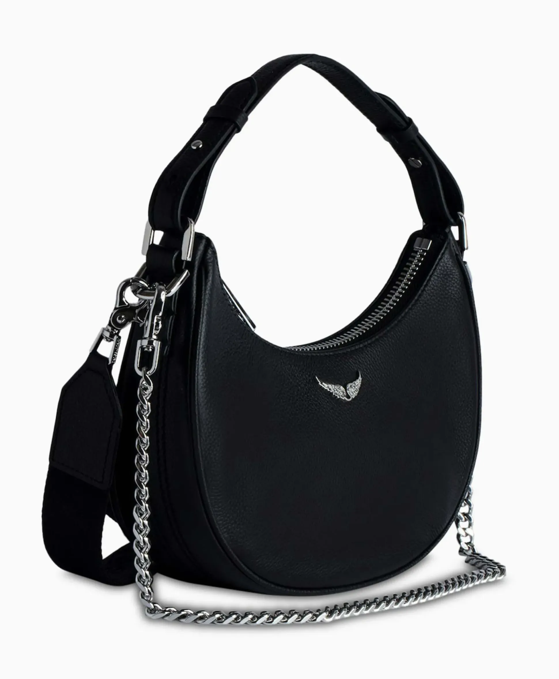 Zadig & Voltaire Schouder / Hand Tas Moonrock Grained Leather Zwart