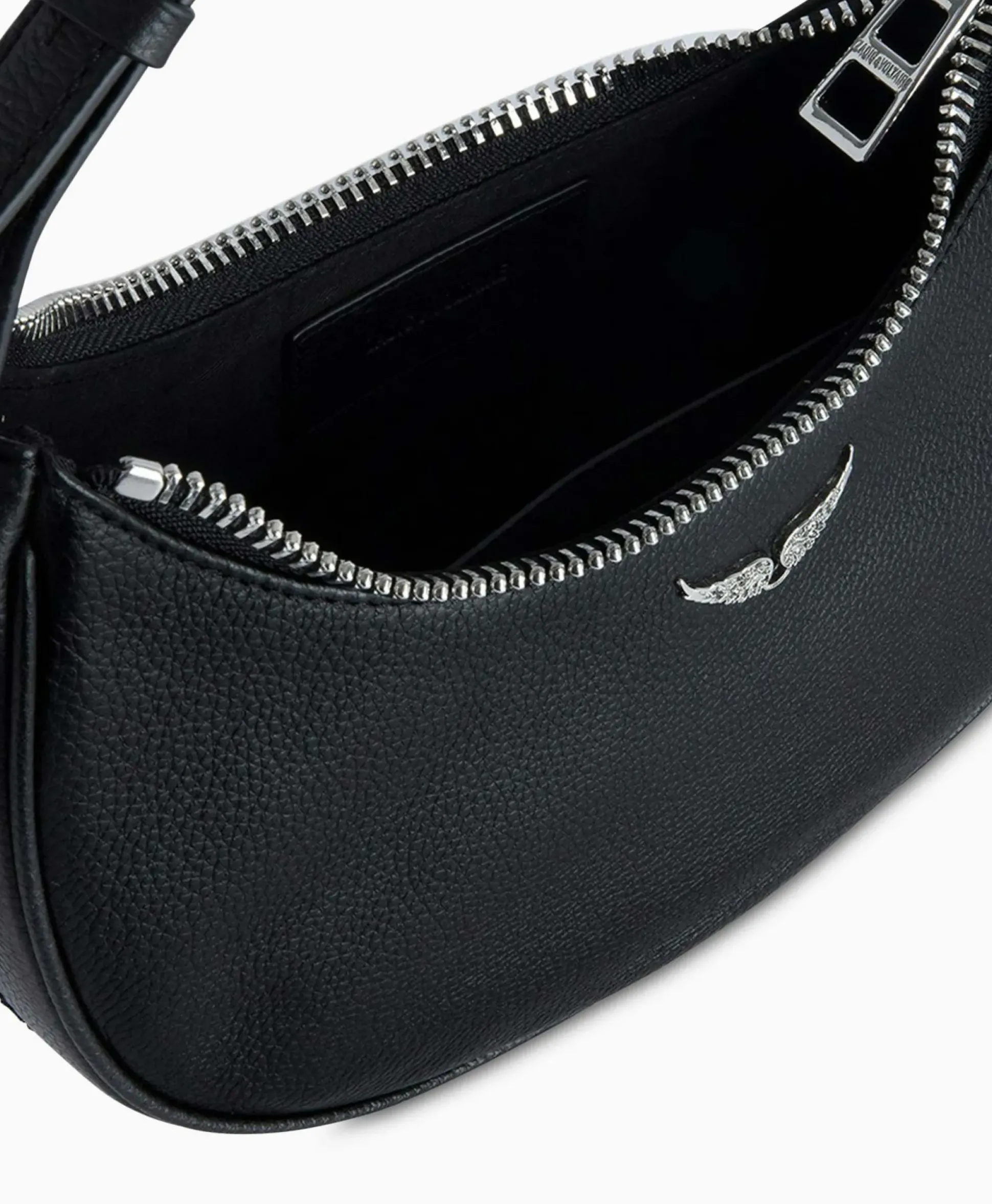Zadig & Voltaire Schouder / Hand Tas Moonrock Grained Leather Zwart
