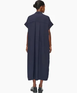 Zenggi Maxi Jurk Fluid Shirt Donker Blauw
