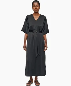 Zenggi Maxi Jurk Satin T-Shirt Zwart