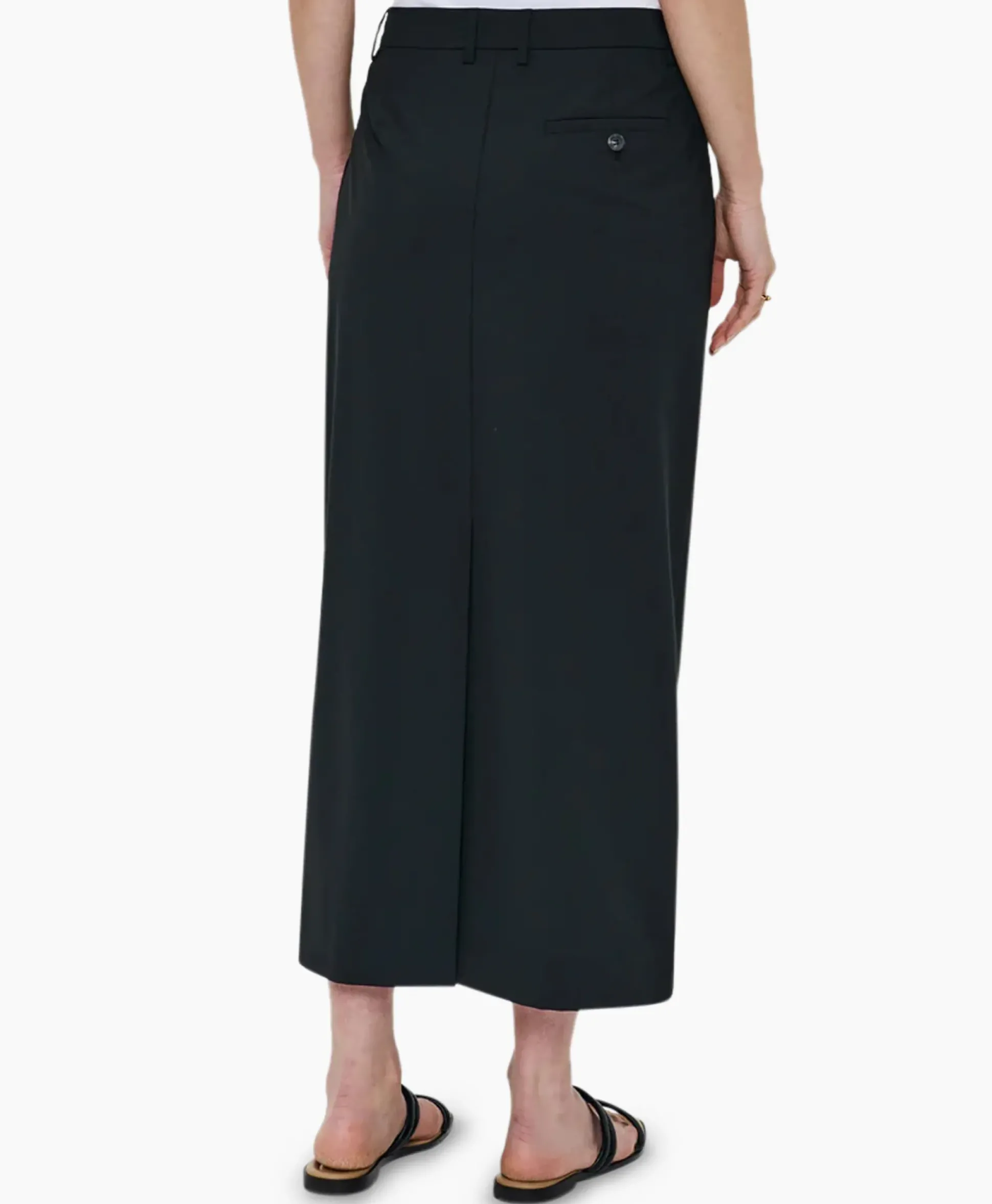 Zenggi Midi Rok Tropical Wool Straight Zwart