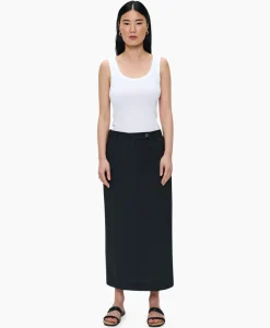 Zenggi Midi Rok Tropical Wool Straight Zwart