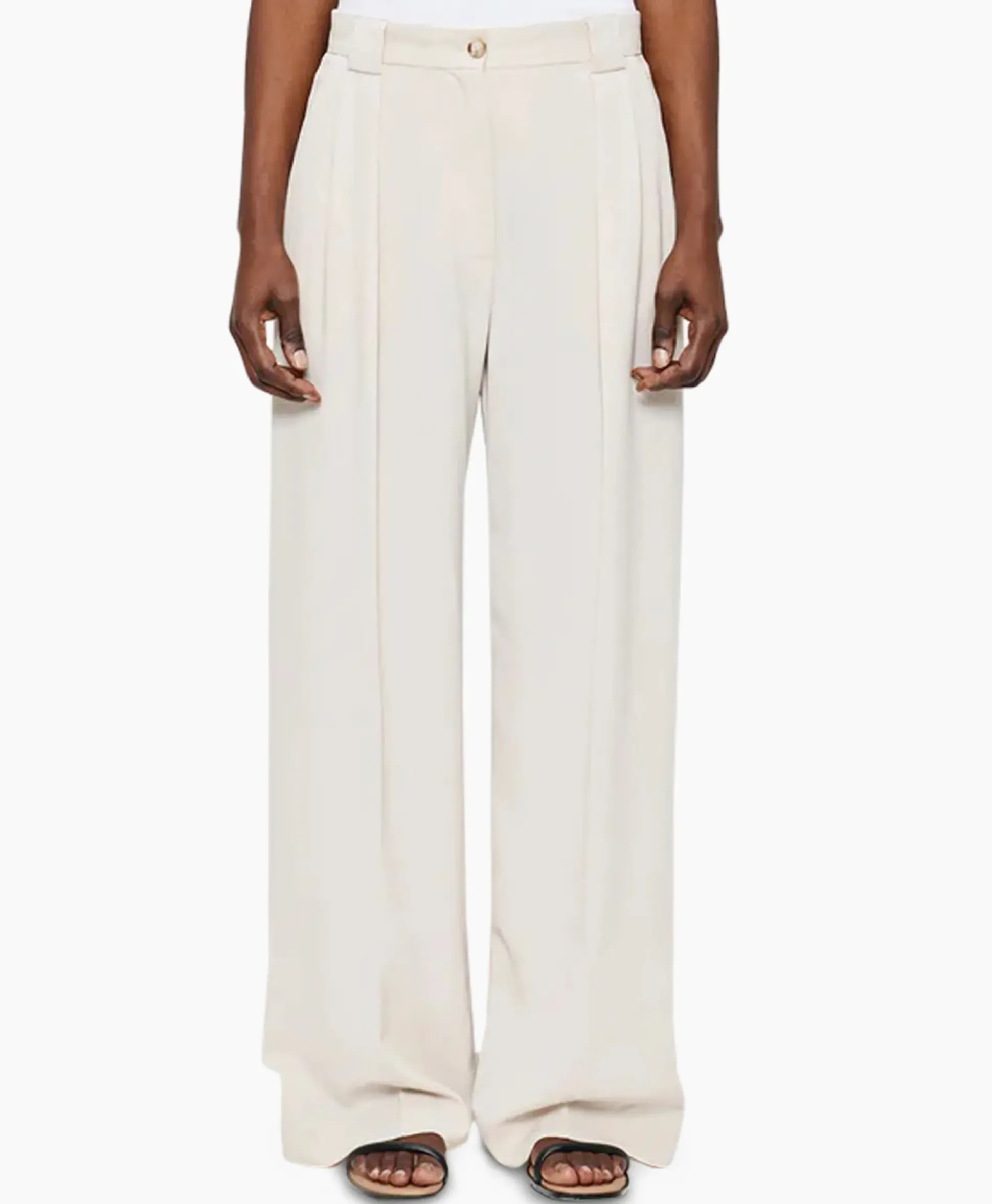 Zenggi Pantalon Wide Pleated Off White