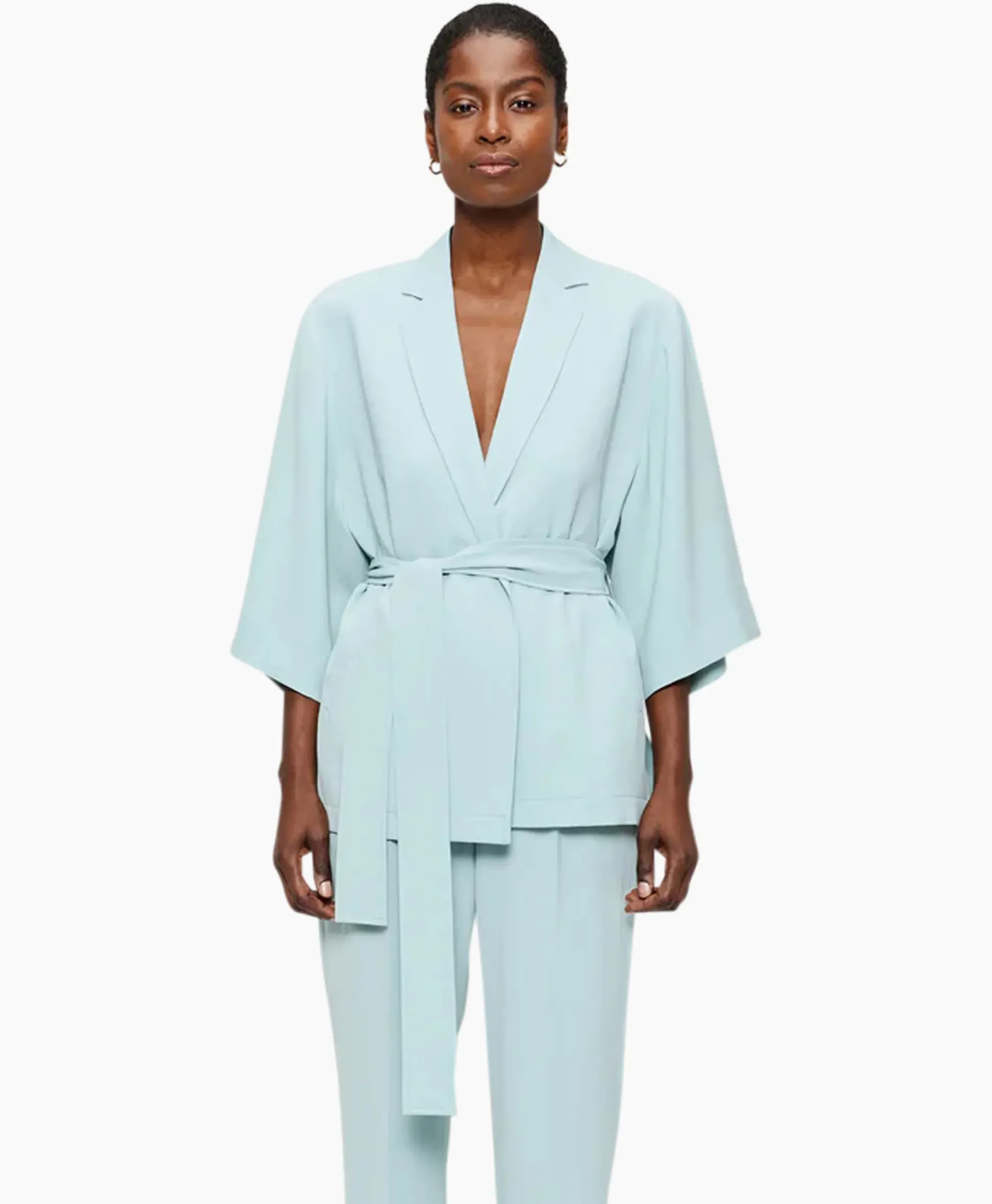 Zenggi Vest Japanse Crepe Kimono Licht Groen